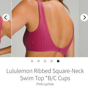 SOLD Lululemon Pink Lychee Ribbed Square-Neck Swim Top